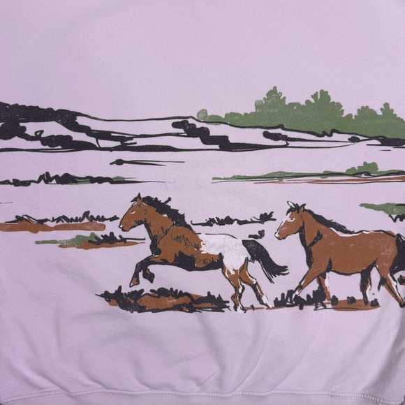 Daydreamer Free People Running Horses Oversized Crewneck Sweatshirt S Morn Fog - Picture 8 of 13